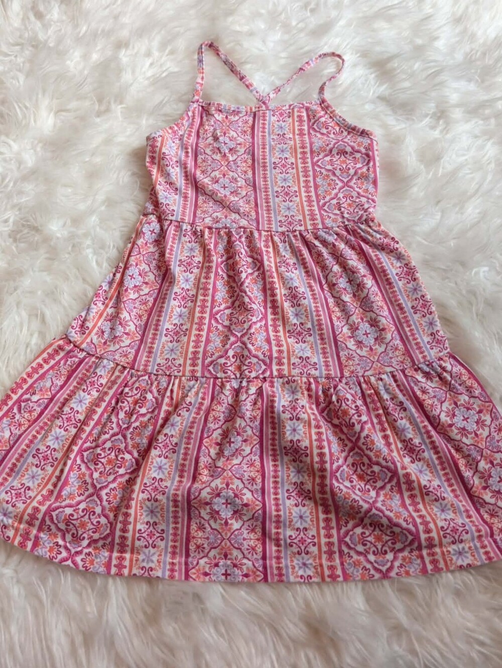 Place Pink & White Patterned Tiered Sundress - Picture 1 of 2